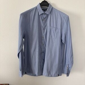Kenneth Cole New York Light Blue Striped Long Sleeve Dress Men's Shirt Large‎